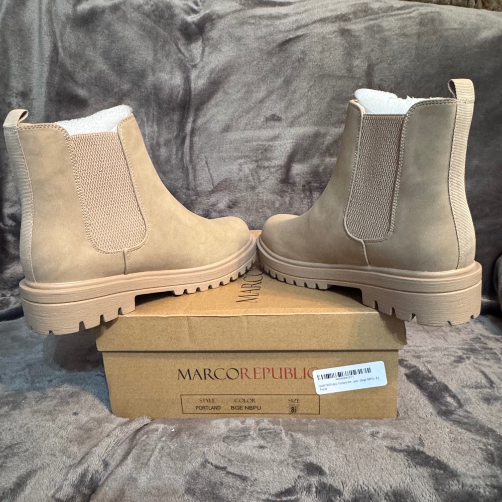 NEW Marco Republic Women 8.5 Chelsea Lug Sole Portland Beige Ankle Boots - Picture 11 of 13